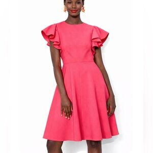 Kate Spade Coral Pink Ponte Flutter-Sleeve Dress - Size 4